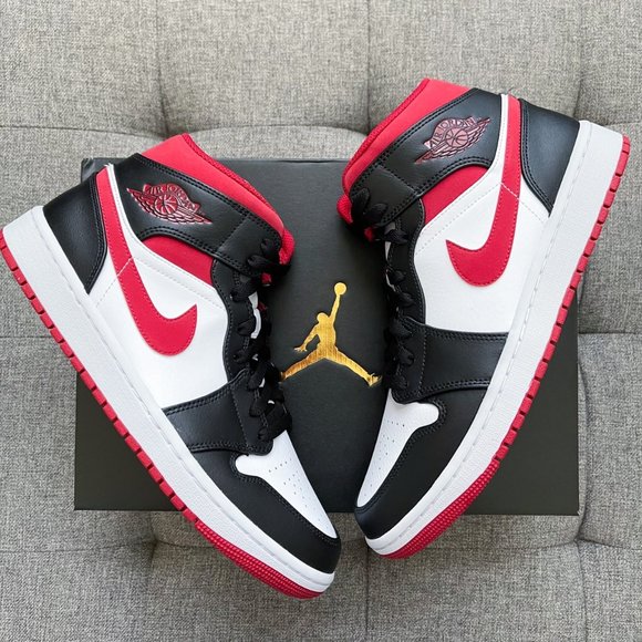 β€οΈπ€π€ Air Jordan 1 retro Mid red white black - Picture 4 of 5